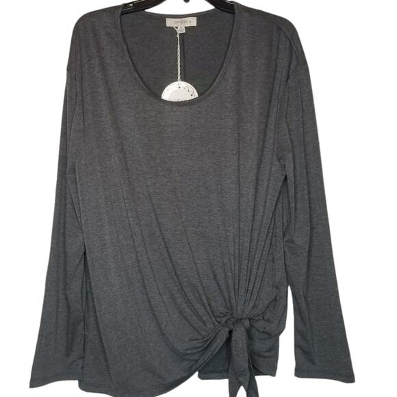 NWT Umgee Long Sleeve Scoop Neck Top with Front Waist Tie Shirt 1X XL - Picture 3 of 7